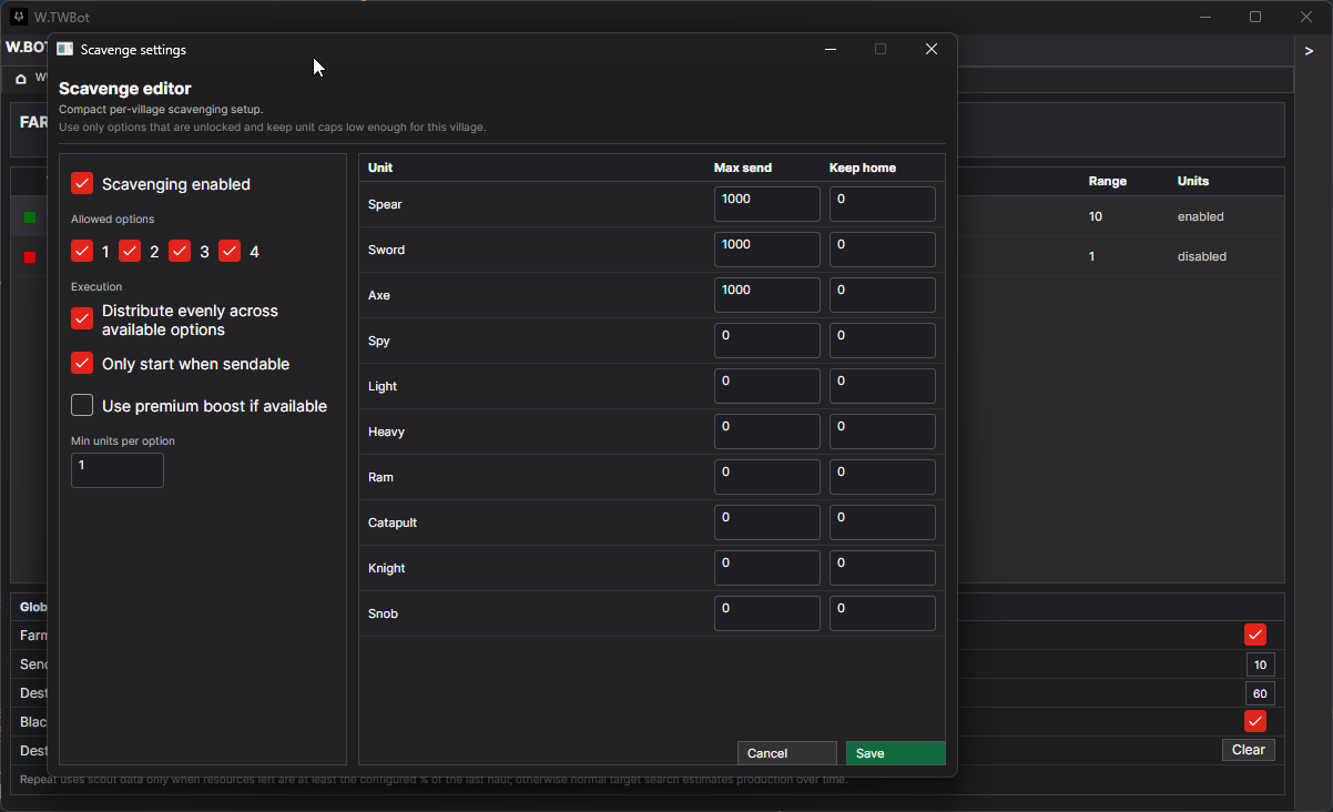 TW Automator scavenging support screenshot